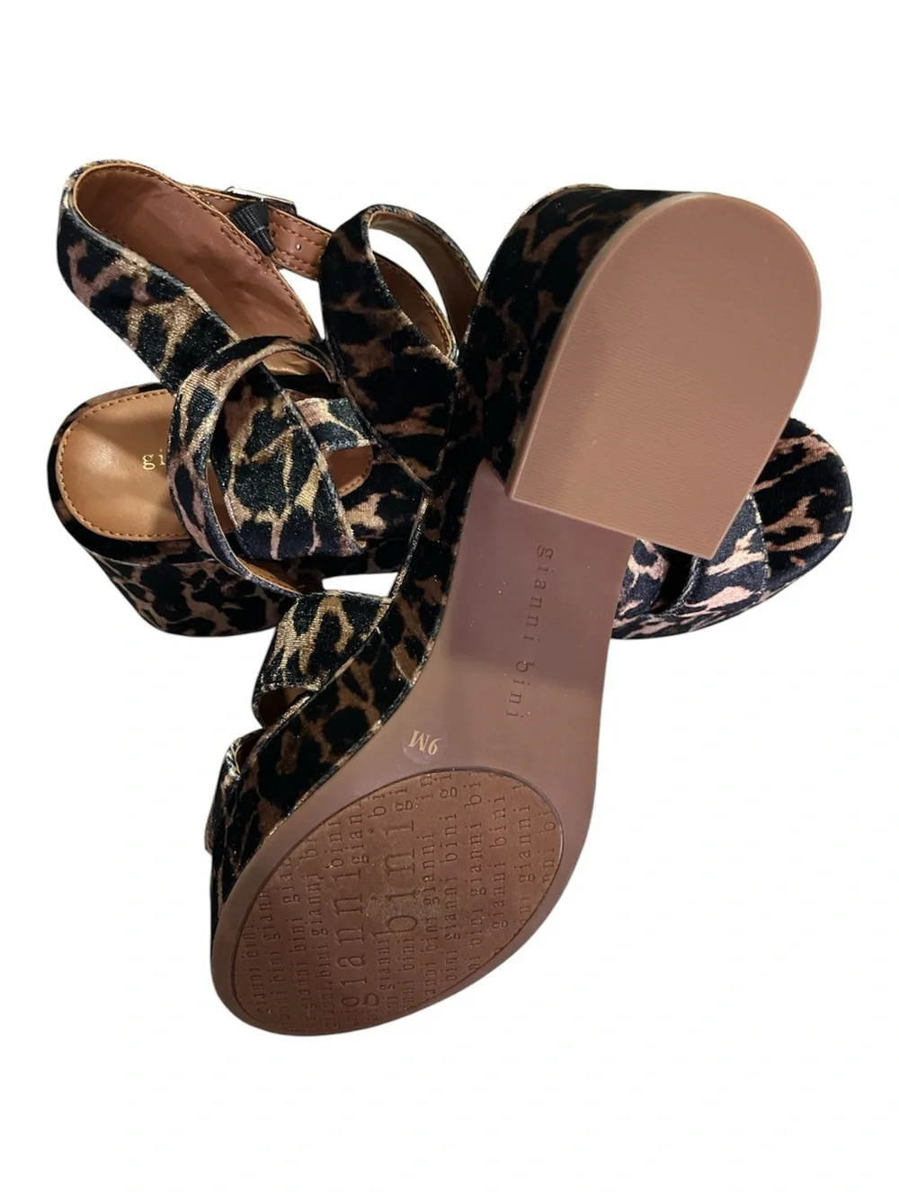 Gianni Bini Leopard-Print Platform Slingback Sandals - Brown/Black